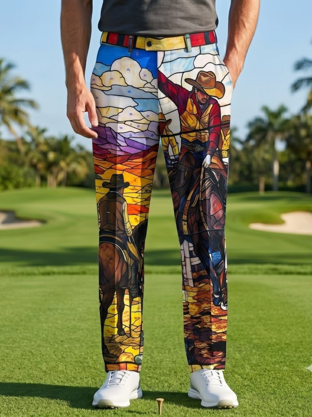 Conceptual Subculture Mens Golf Pants Size 42 Western Cowboy Paint by Numbers